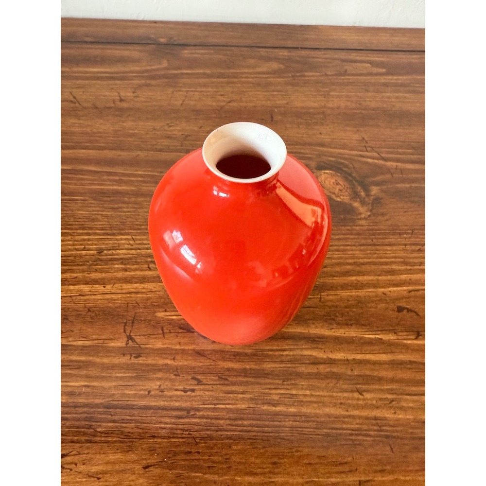 Vintage Orange Porcelain Bud Vase Middle Kingdom MK Bo Ja Signed - Picture 2 of 7